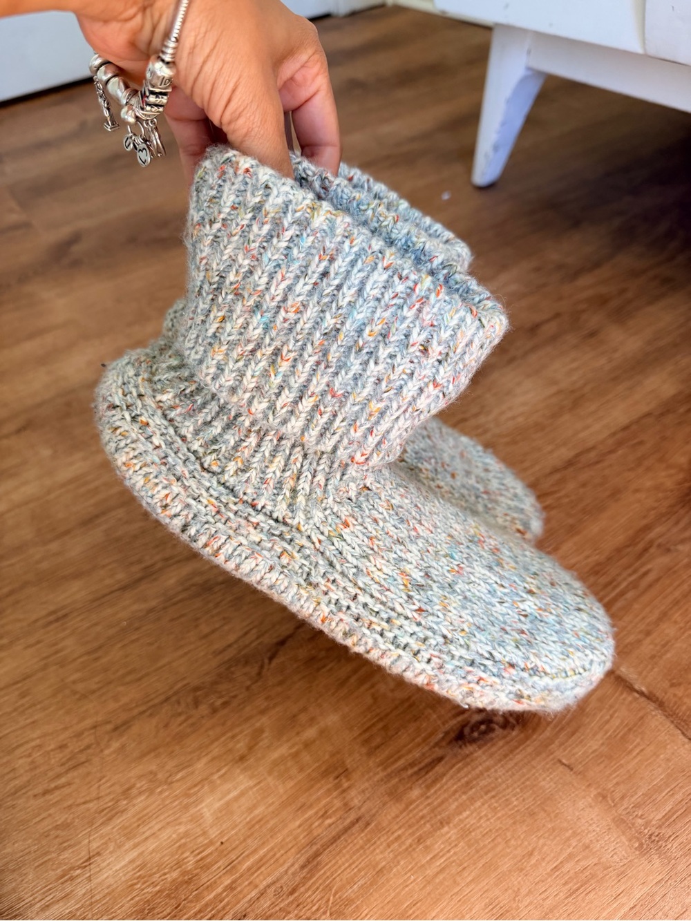 Bombas Knit Gripper Slipper Booties Speckled Marled House Shoe Sock Cozy